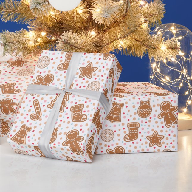 Papier Cadeau Noël Brown et blanc pois (Vacances)