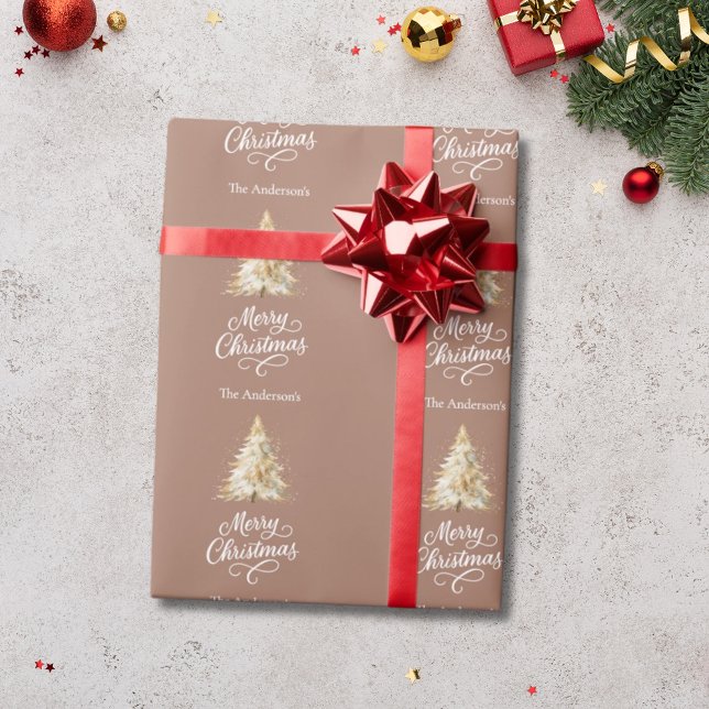 Papier Cadeau Noël brun mocha moka à neige (Créateur téléchargé)