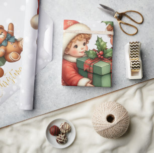 Papier Cadeau Noël Cadeaux Enfants Vintages Joyeux Noël