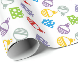 Papier Cadeau Noël cadeaux et boules Fête motif