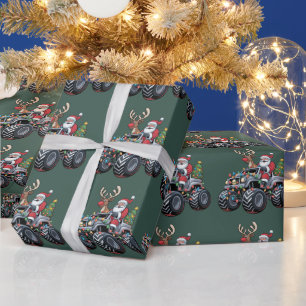 Papier Cadeau Noël camion monstre Santa vacances enfants