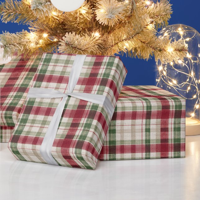 Papier Cadeau Noël Carreaux Écossais (Vacances)