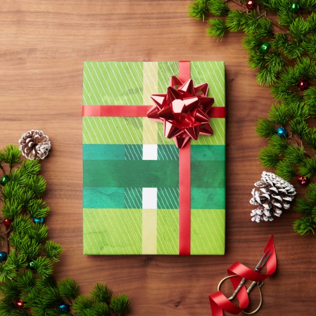 Papier Cadeau Noël carreaux vert vif Fêtes  (Cadeau de vacances)