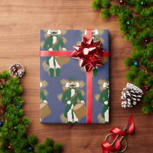 Papier Cadeau Noël Casse-Noisette Bleu Marine et Or