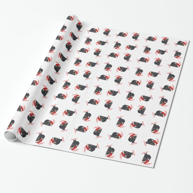Papier Cadeau Noël Chat Noir Fêtes (Déroulé)