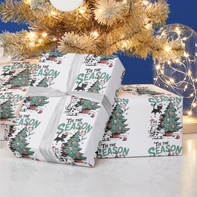Papier Cadeau Noël Chat Retro C'Est La Saison Meowa Catmas (Vacances)