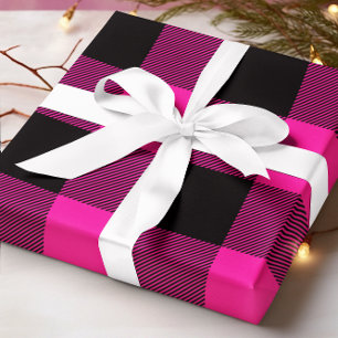 Papier Cadeau Noël chaud rose et noir de Buffalo Plaid