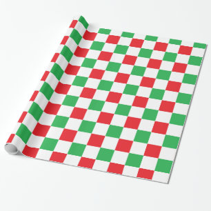 Papier Cadeau Noël Checkered rouge et vert