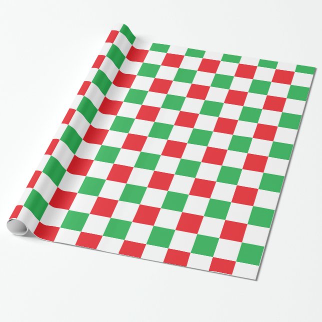 Papier Cadeau Noël Checkered rouge et vert (Déroulé)