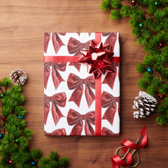 Papier Cadeau Noël Chic Red Bows (Cadeau de vacances)