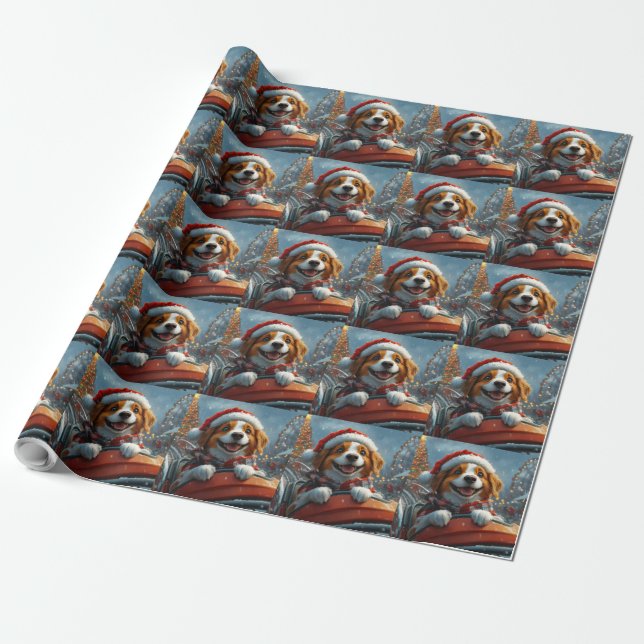 Papier Cadeau Noël Chien Épagneul Breton (Déroulé)