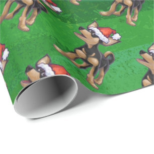 Papier Cadeau Noël Chihuahua sur vert