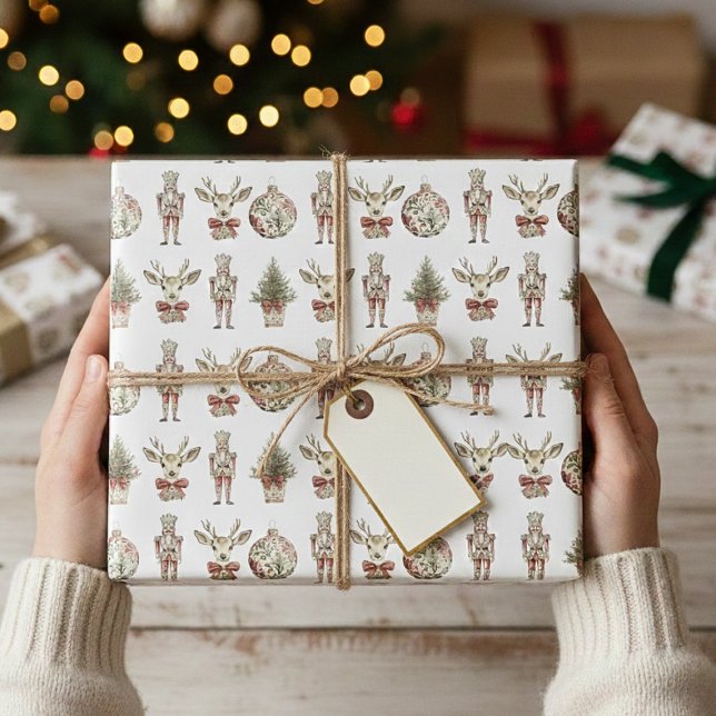 Papier Cadeau Noël classique Chinoiserie Vintage Toile Jumbo (Classic Christmas Vintage Chinoiserie Toile Jumbo Wrapping Paper)