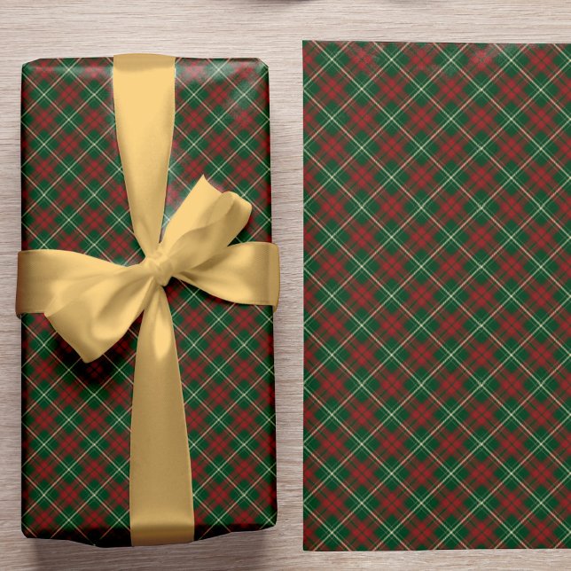 Papier Cadeau Noël classique élégant rustique carreau rouge vert (The ribbon can be purchased separately - please see the collection)