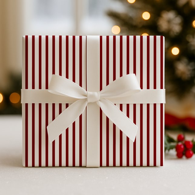 Papier Cadeau Noel classique rouge/blanc cassé rayé (Créateur téléchargé)