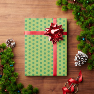 Papier Cadeau Noël classique simple Pois vert