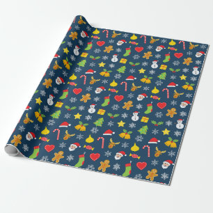Papier Cadeau Noël coloré motif bleu arrière - plan