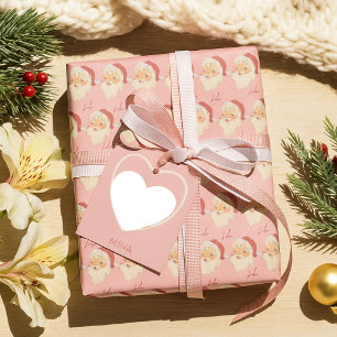 Papier Cadeau Noël Cosy Retro Pink Santa Claus