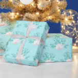 Papier Cadeau Noël côtier Aqua Blue Starfish Sand Dollar<br><div class="desc">Ce beau papier d'emballage bleu marine de Noël bleu marine présente un motif festif d'étoiles de mer, de dollars de sable et de corail de parties scintillant. *Si vous souhaitez que ce design soit disponible sur d'autres produits ou si vous avez besoin d'aide, veuillez me contacter par l'intermédiaire de Zazzle...</div>