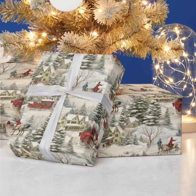 Papier Cadeau Noël Country Vintage  (Vacances)