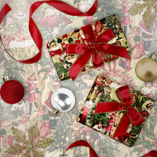 Papier Cadeau Noël cramoisi victorien