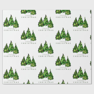 Papier cadeau Noël création encre alcoolique Arbre