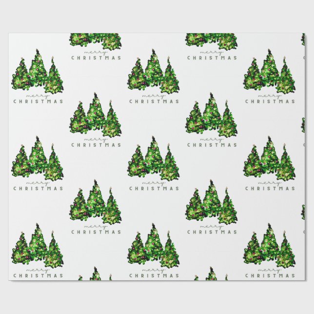 Papier cadeau Noël création encre alcoolique Arbre (Plat)