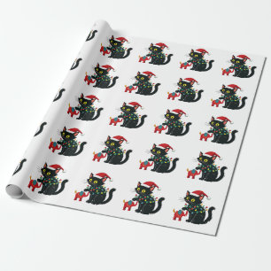 Papier Cadeau Noël Dame Chat sans Enfants Kamala Trump