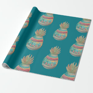 Papier Cadeau Noël d'ananas enveloppant l'Aqua