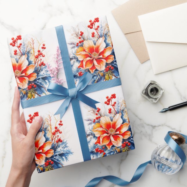 Papier Cadeau Noël dans le sud Floral Magnolia (Cadeaux)