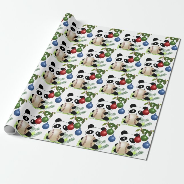 Papier Cadeau Noël de baseball Panda (Déroulé)