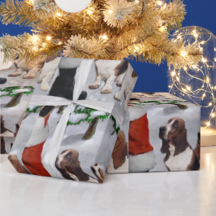 Papier Cadeau Noël de Basset Hound