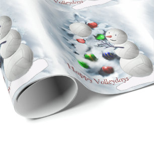 Papier Cadeau Noël de bonhomme de neige de volleyball