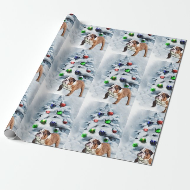 Papier Cadeau Noël de Bulldog anglais (Déroulé)