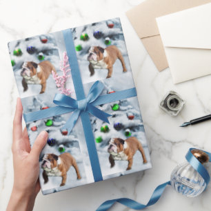 Papier Cadeau Noël de Bulldog anglais