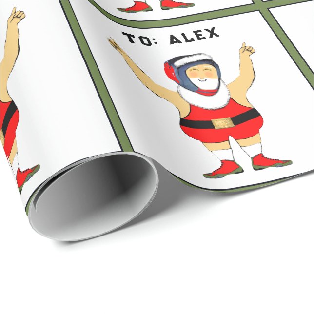 Papier Cadeau Noël de catch personnalisé (Coin rond)