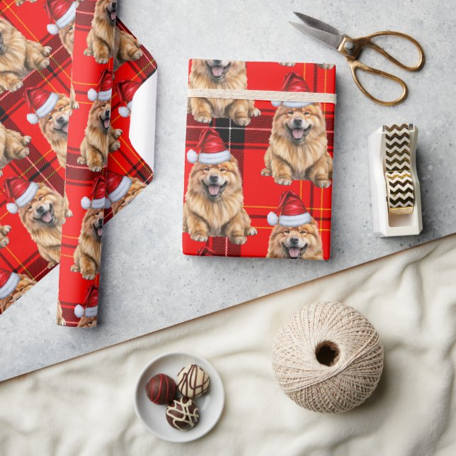 Papier Cadeau Noël de Chien Chow Chow Père Noël (Artisanat)
