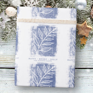 Papier Cadeau Noël de famille Artistic Blue White Twig