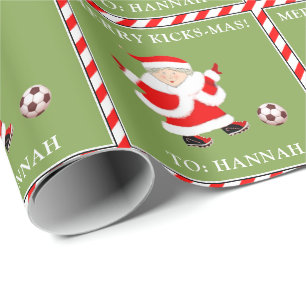Papier Cadeau Noël de football personnalisé