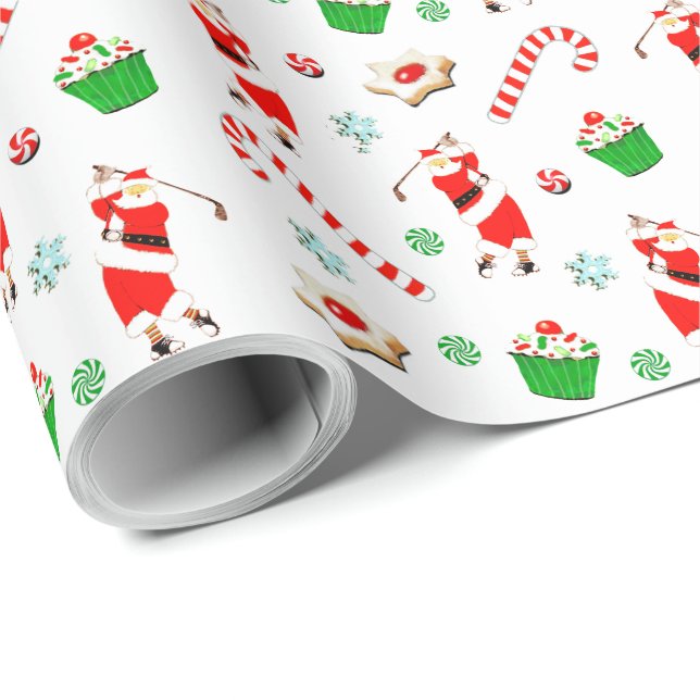 Papier Cadeau Noël de golf (Coin rond)