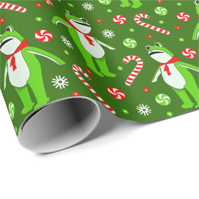 Papier Cadeau Noël de grenouille (Coin rond)