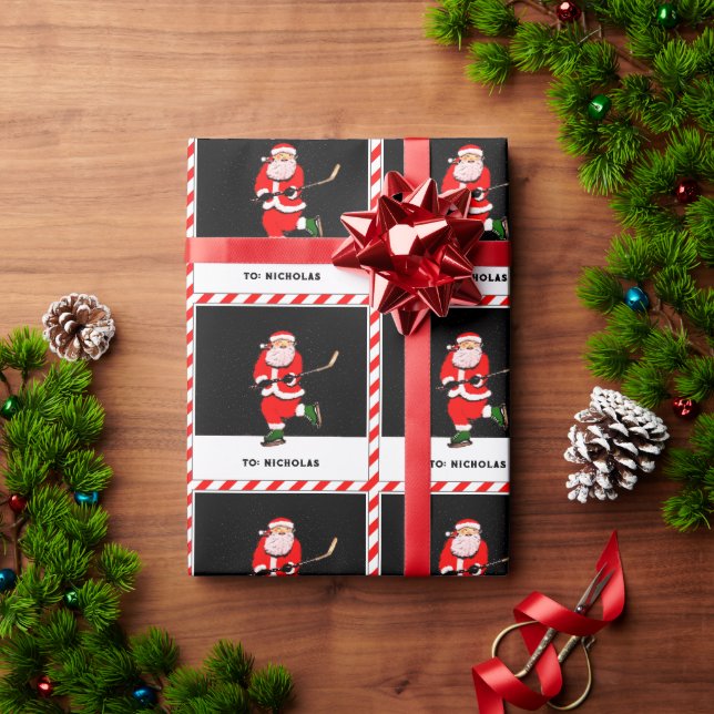 Papier Cadeau Noël de hockey (Cadeau de vacances)