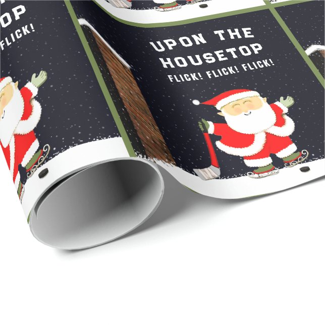 Papier Cadeau Noël de hockey drôle (Coin rond)