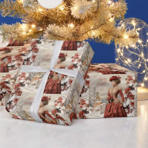 Papier Cadeau Noël de la dame victorienne