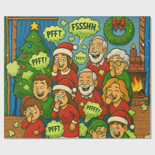 Papier Cadeau Noël de la famille qui péte drôlement