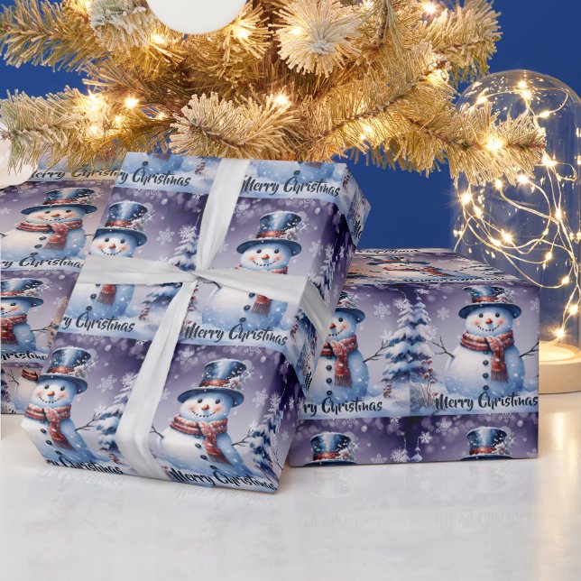 Papier Cadeau Noël de la forêt d'hiver | Pourpre (Vacances)