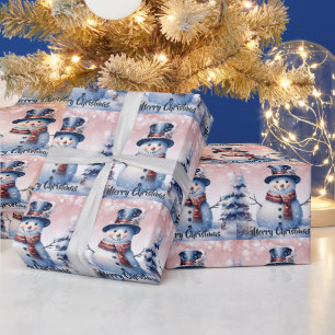 Papier Cadeau Noël de la forêt d'hiver Rose