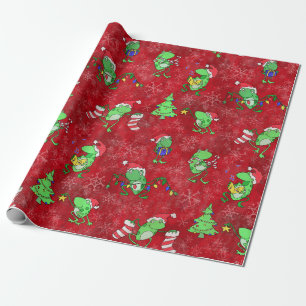 Papier Cadeau Noël de la grenouille — Jolie fête de Noël de la g