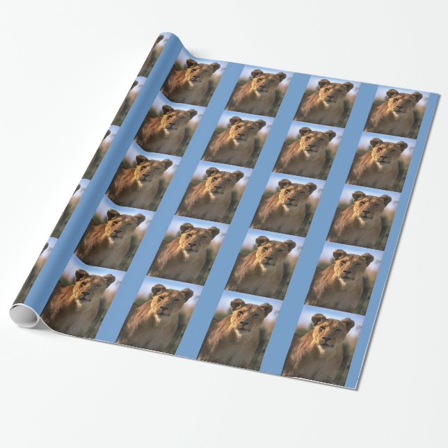 Papier Cadeau Noël de la lionne féminine (Déroulé)