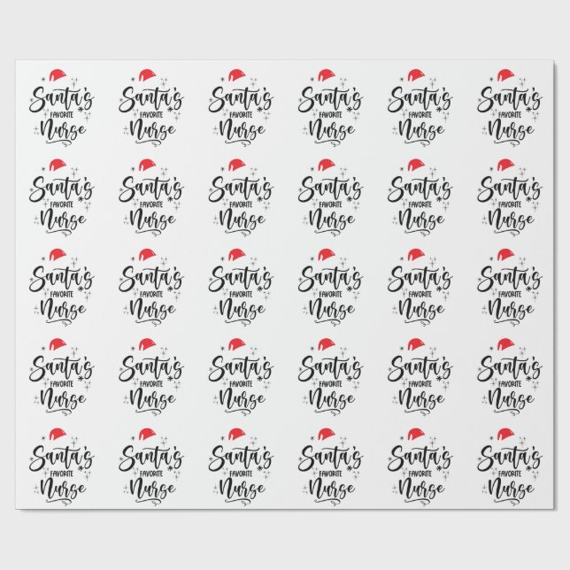 Papier Cadeau Noël de l'infirmière préférée de Santa  (Plat)